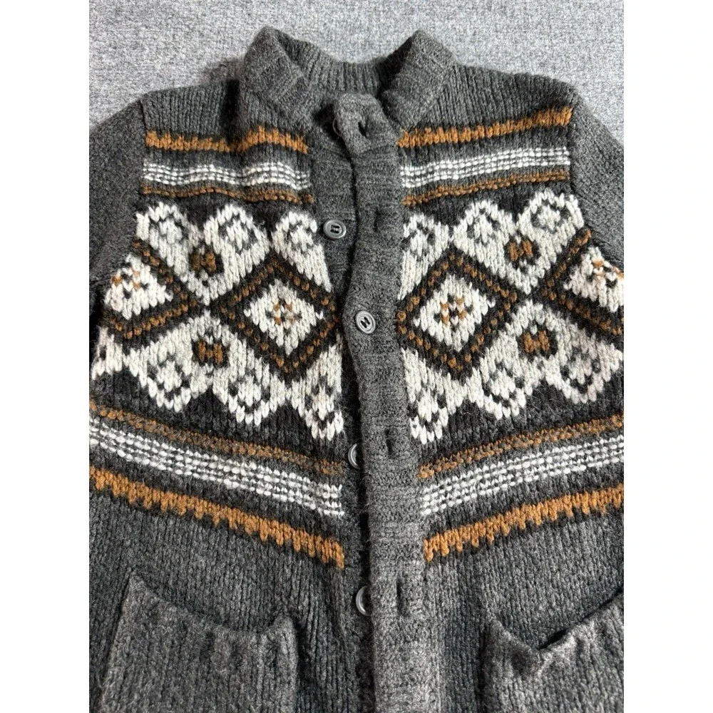 Gymboree Boy Fair Isle Cardigan Sweater – Gray – Size 10–12 –Button Front-Winter
